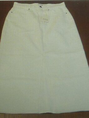 Womens Midi Denim Jean Skirt Front Slit High Rise Size 6 36" Long